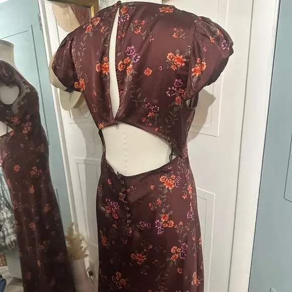 Free People Butterfly Babe Maxi Dress in Burgundy and Pink